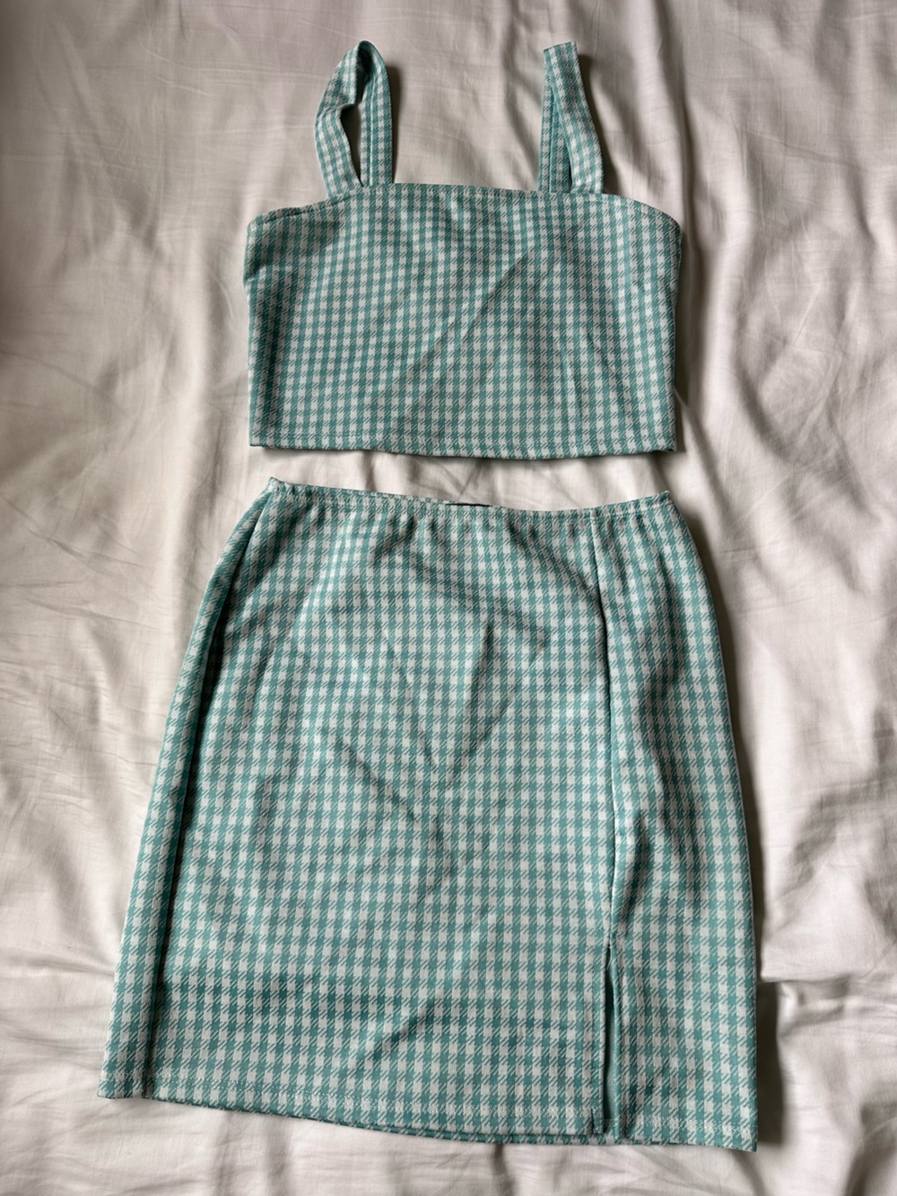 Rue21 Mint Green and white Gingham tank/skirt set